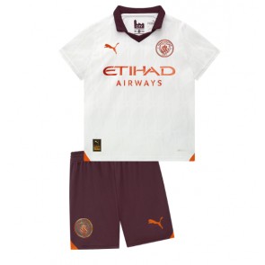 Lacne Dětský Futbalové dres Manchester City 2023-24 Krátky Rukáv - Preč (+ trenírky)